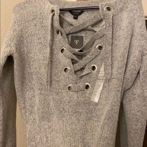 GUESS BRAND Laced Up Grey Sweater(NWT)